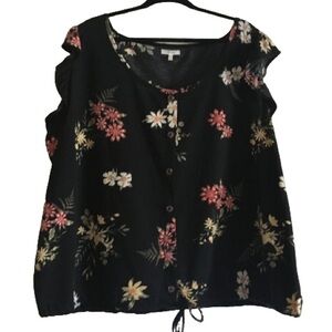 Maurices Woman 3X Ruffle Sleeveless Dressy Floral Business Casual Easy Care Top